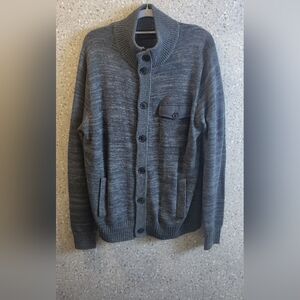 MERINO BAY, Men's Cardigan, 3 Pockets, Office, Cocktails, Business, Gray ,Size L